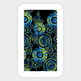 Aboriginal Art - Circles Black Background Sticker